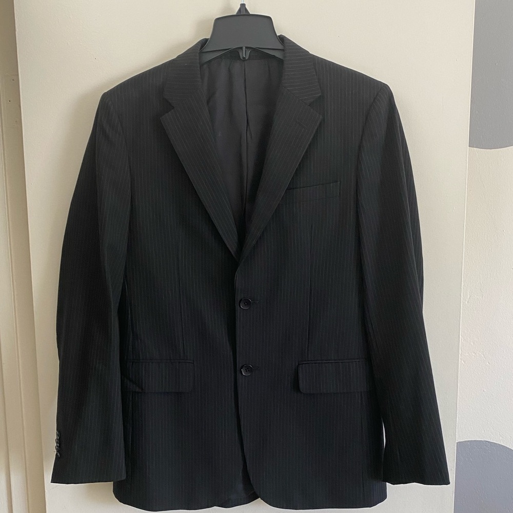 Theory Black Pinstripe Blazer 38R